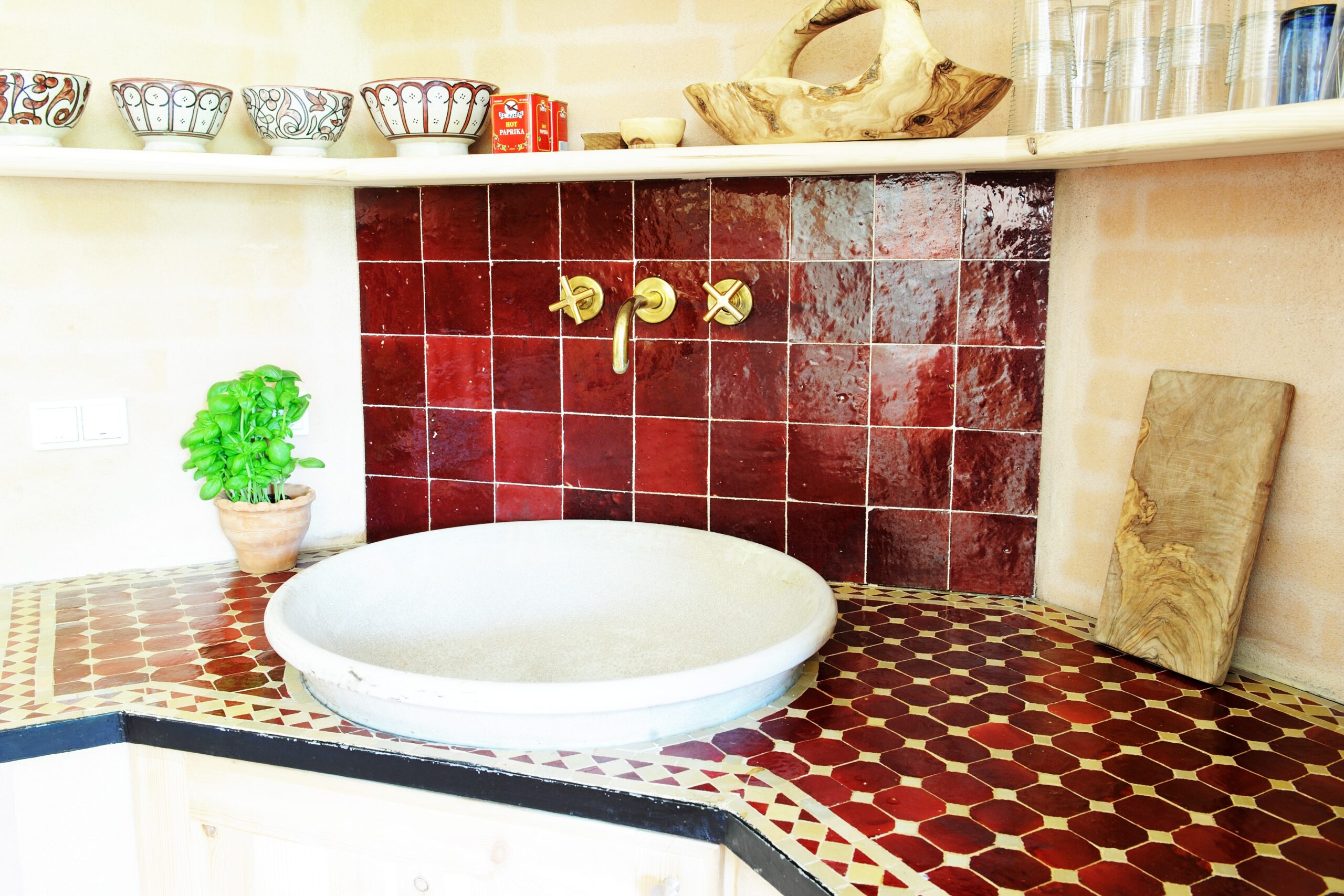 Håndlavede Zellige-fliser - bordeauxrød 43 - Billede 3